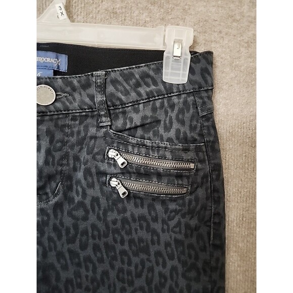 Democracy Ab Solution Pants Womens 6 Gray Animal Print Slimming Stretch - Picture 5 of 10